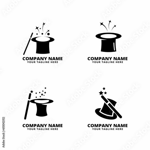 set of magic wand logo vector
