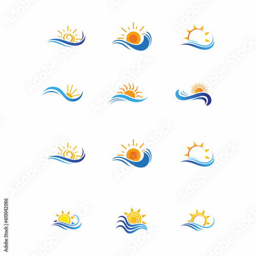 set of summer sun vector illustration 