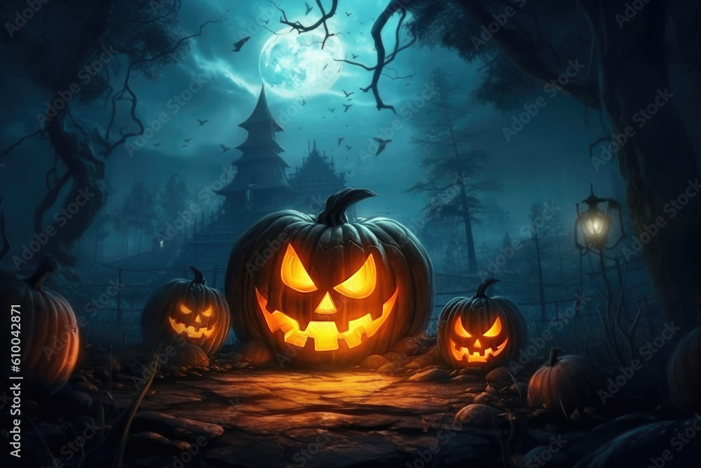 Naklejka premium Halloween background created with Generative AI technology
