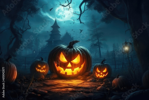 Halloween background created with Generative AI technology