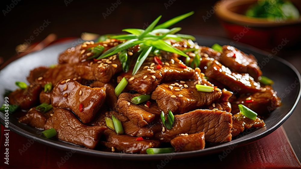 Ginger beef created with Generative AI technology Ginger beef created with Generative AI technology