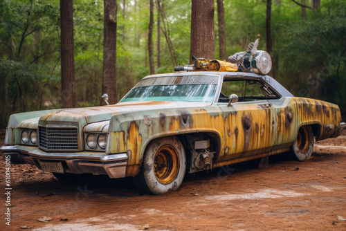 old abandoned car created with Generative AI technology