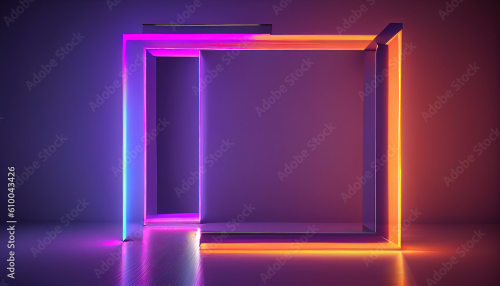 Neon tube Frame Pink Blue orange purple Abstract background Ai generated image Neon tube Frame Pink Blue orange purple Abstract background Ai generated image