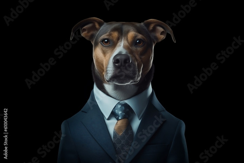 Portrait of a Dog dressed in a formal business suit, generative AI © Ash