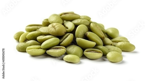 green coffee bean isolated created with Generative AI technology photo