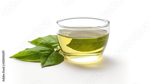 green tea in glass isolated
