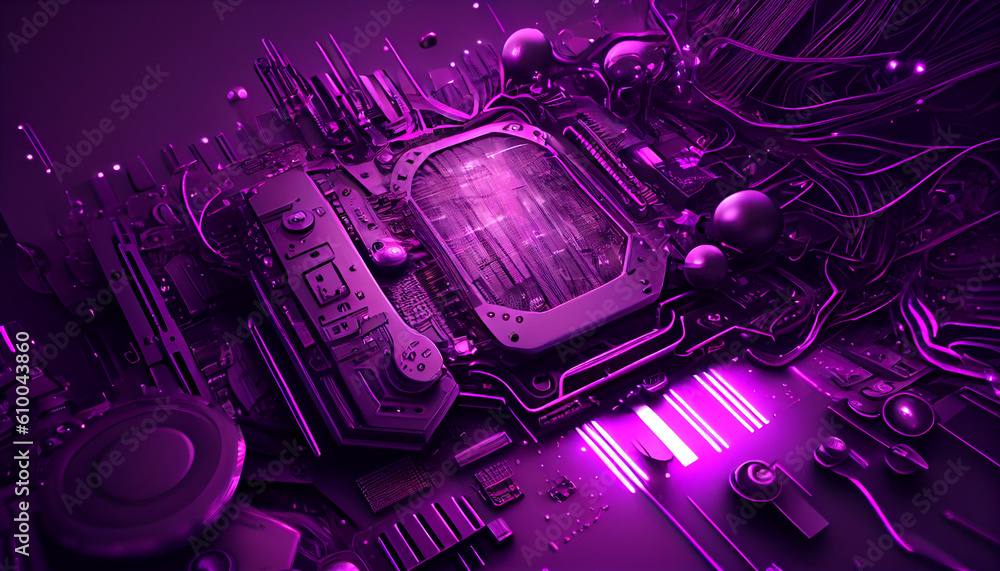 Purple Technology Background Ai generated image