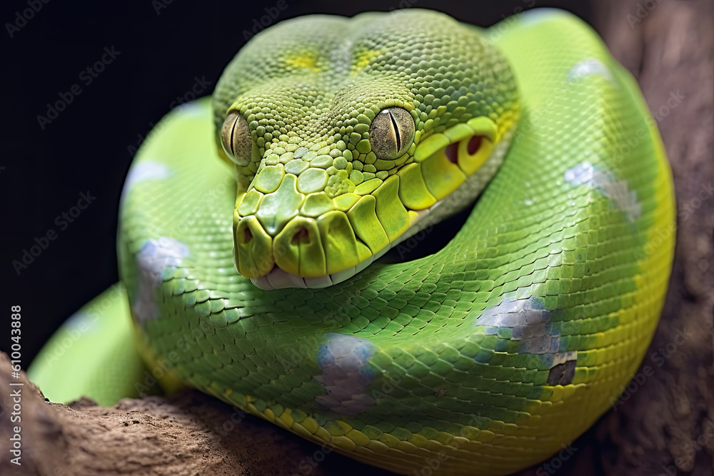 Fototapeta premium green tree python created with Generative AI technology