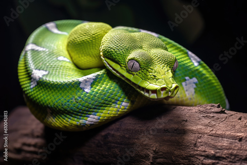 green tree python created with Generative AI technology