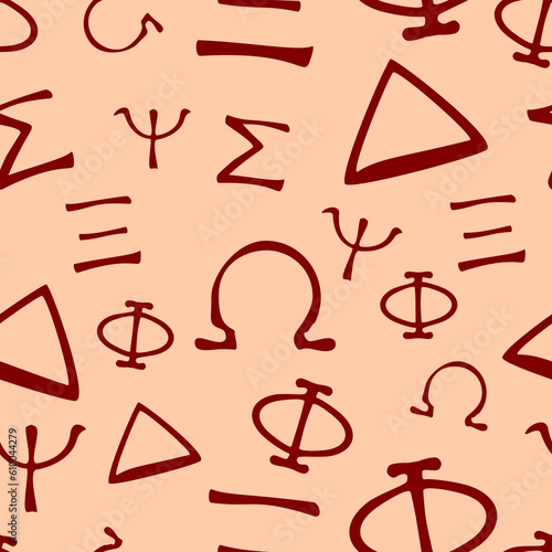 Seamless Pattern of Greek Letter with Handwriting. Vector illustration