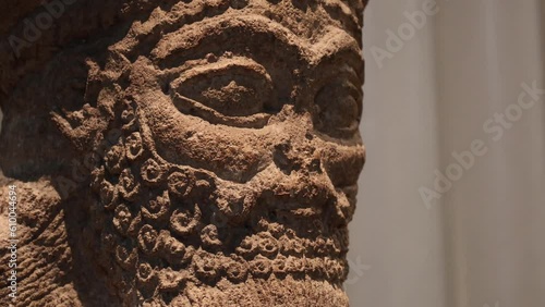 Ancient Sumerian God Sculpture Face Close-Up