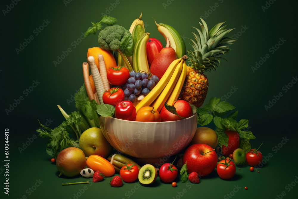 variety of healthy vegetables and fruits created with Generative AI technology variety of healthy vegetables and fruits created with Generative AI technology