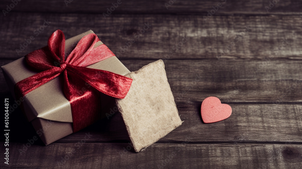 gift box red hearts on wooden background gift box red hearts on wooden background