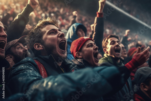 Football fans during the match made with Generative AI technology