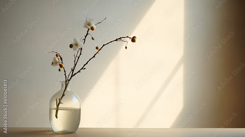 Minimalistic vase with flowers