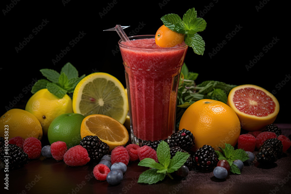 fruits mint juice smoothies created with Generative AI technology fruits mint juice smoothies created with Generative AI technology