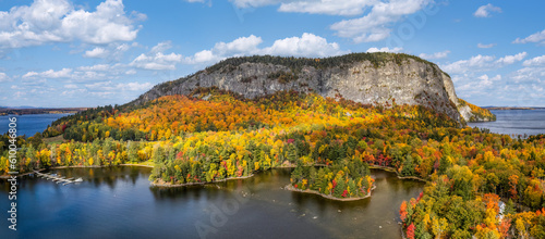 Autumn colors at Mount Kineo State Park - an island on Moosehead Lake - Maine