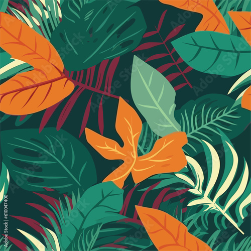 Seamless Colorful Tropical Leaves Pattern.

Seamless pattern of Tropical Leaves in colorful style. Add color to your digital project with our pattern!
 photo