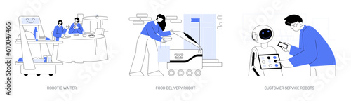Service robots abstract concept vector illustrations.