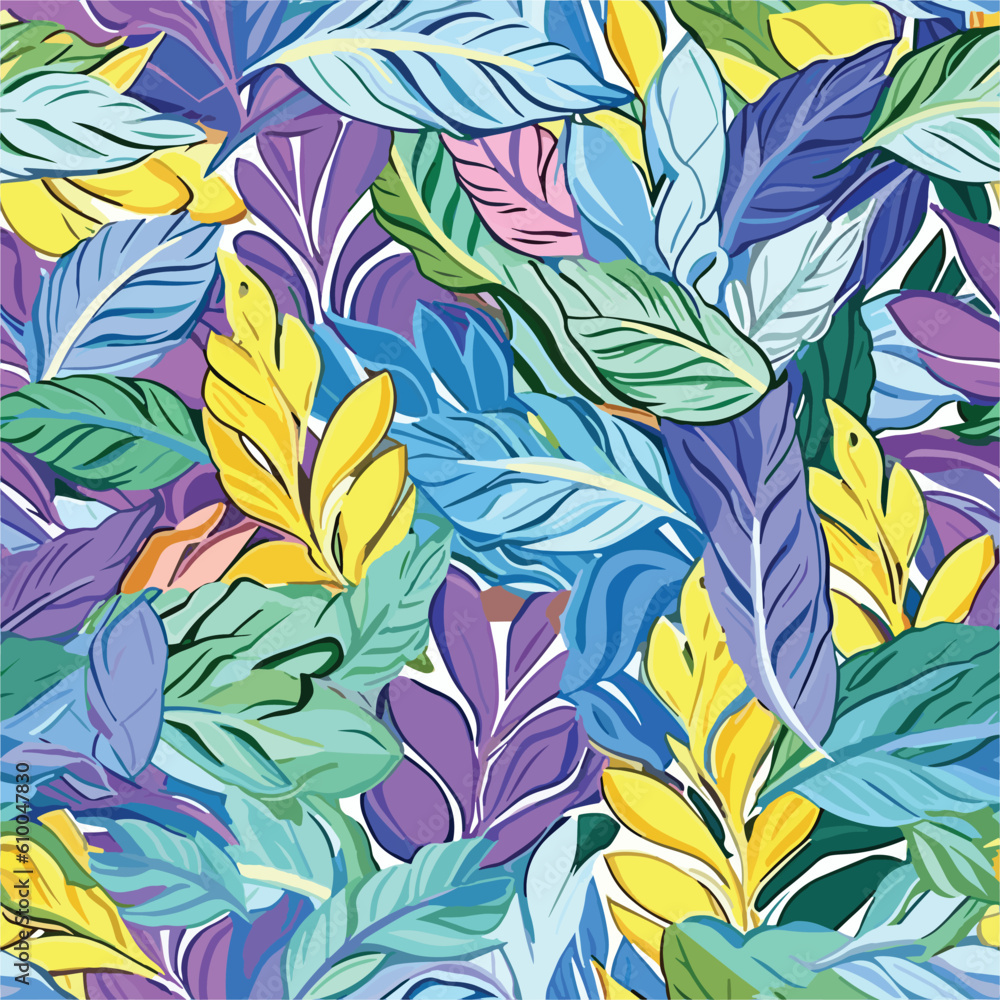 Seamless Colorful Tropical Leaves Pattern.

Seamless pattern of Tropical Leaves in colorful style. Add color to your digital project with our pattern!
