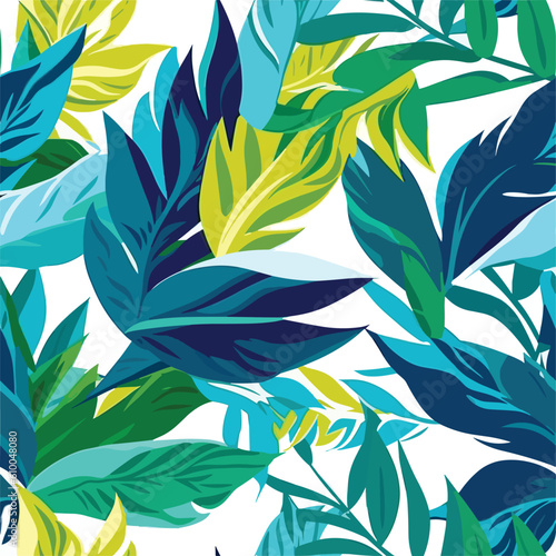 Seamless Colorful Tropical Leaves Pattern.Seamless pattern of Tropical Leaves in colorful style. Add color to your digital project with our pattern! 