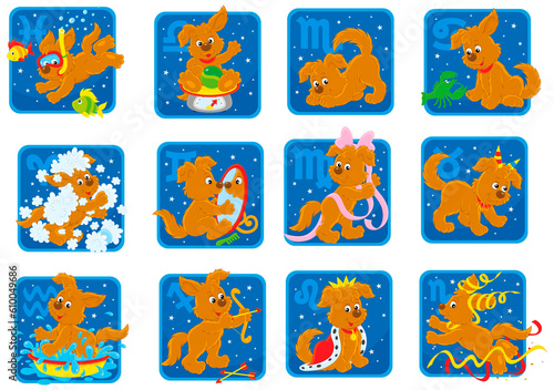 Set of Zodiacal signs with ...