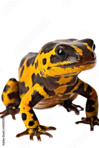 close up of a fire salamander isolated on a transparent background