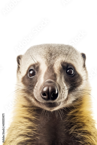 close up of a honey badger isolated on a transparent background