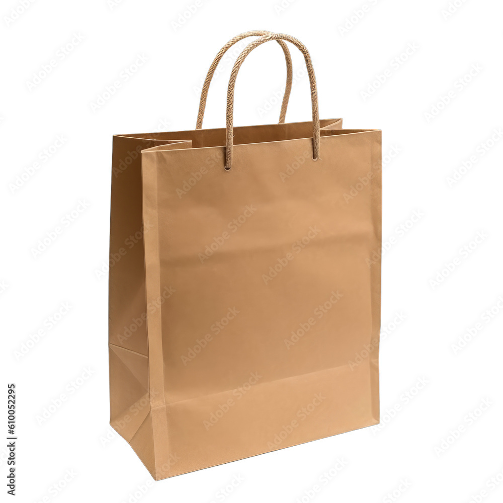 A Brown paper bag on a transparent background, Generative AI A Brown paper bag on a transparent background, Generative AI