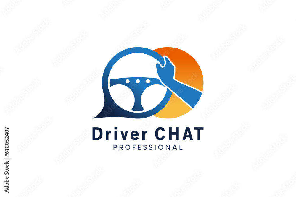 Modern car driver chat logo design Modern car driver chat logo design