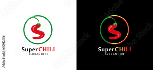Modern red chili letter s logo design