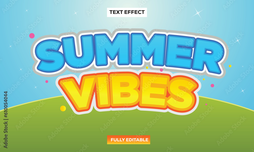 Fototapeta premium editable SUMMER VIBES 3d text effect vector
