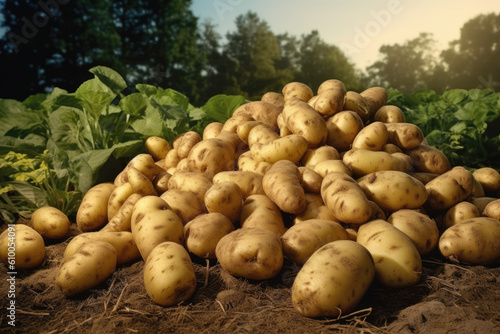 Bunch of potatoes created with Generative AI technology
