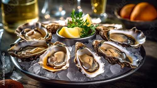 oysters with lemon photo