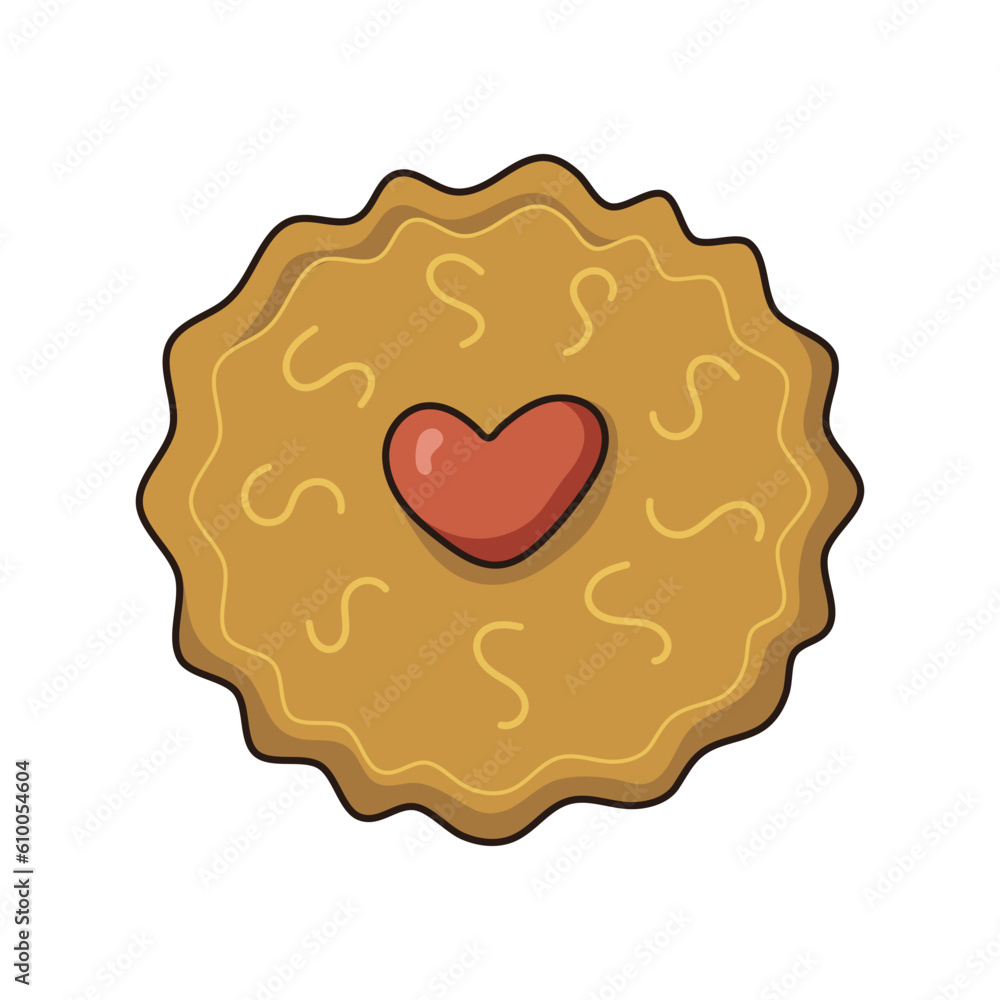 round cookies with a heart of jam isolated on white background. bitten cookie. food at home, food in a cafe. vector illustration round cookies with a heart of jam isolated on white background. bitten cookie. food at home, food in a cafe. vector illustration