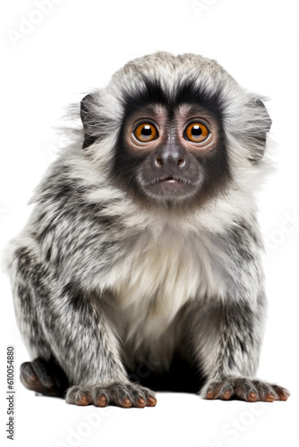 close up of a marmoset isolated on a transparent background