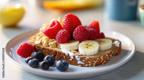 fruits toast and butter created with Generative AI technology