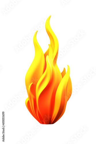 Illustration of an orange flame or fire on a transparent background, Generative AI