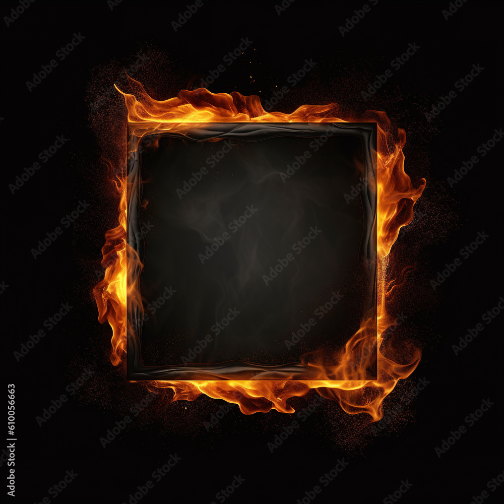 custom made wallpaper toronto digitalBlazing frame isolated on black background. Generative art