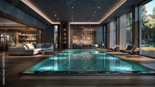 luxury swimming pool created with Generative AI technology © Poprock3d