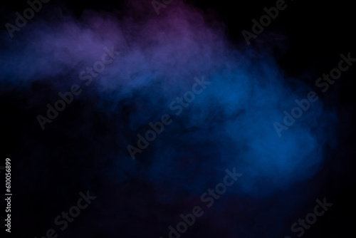 Blue and purple steam on a black background.