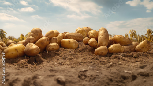potatoes on ground created with Generative AI technology