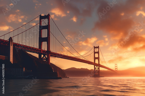 Golden gate bridge in San Fransisco  California  sunset landscape photography