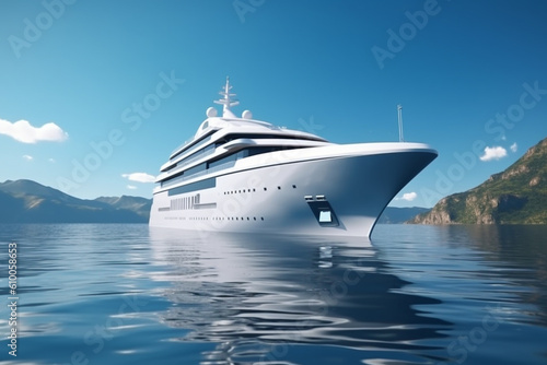Luxury super yacht in ocean, millionaire and billionaire riches lifestyle © Artofinnovation