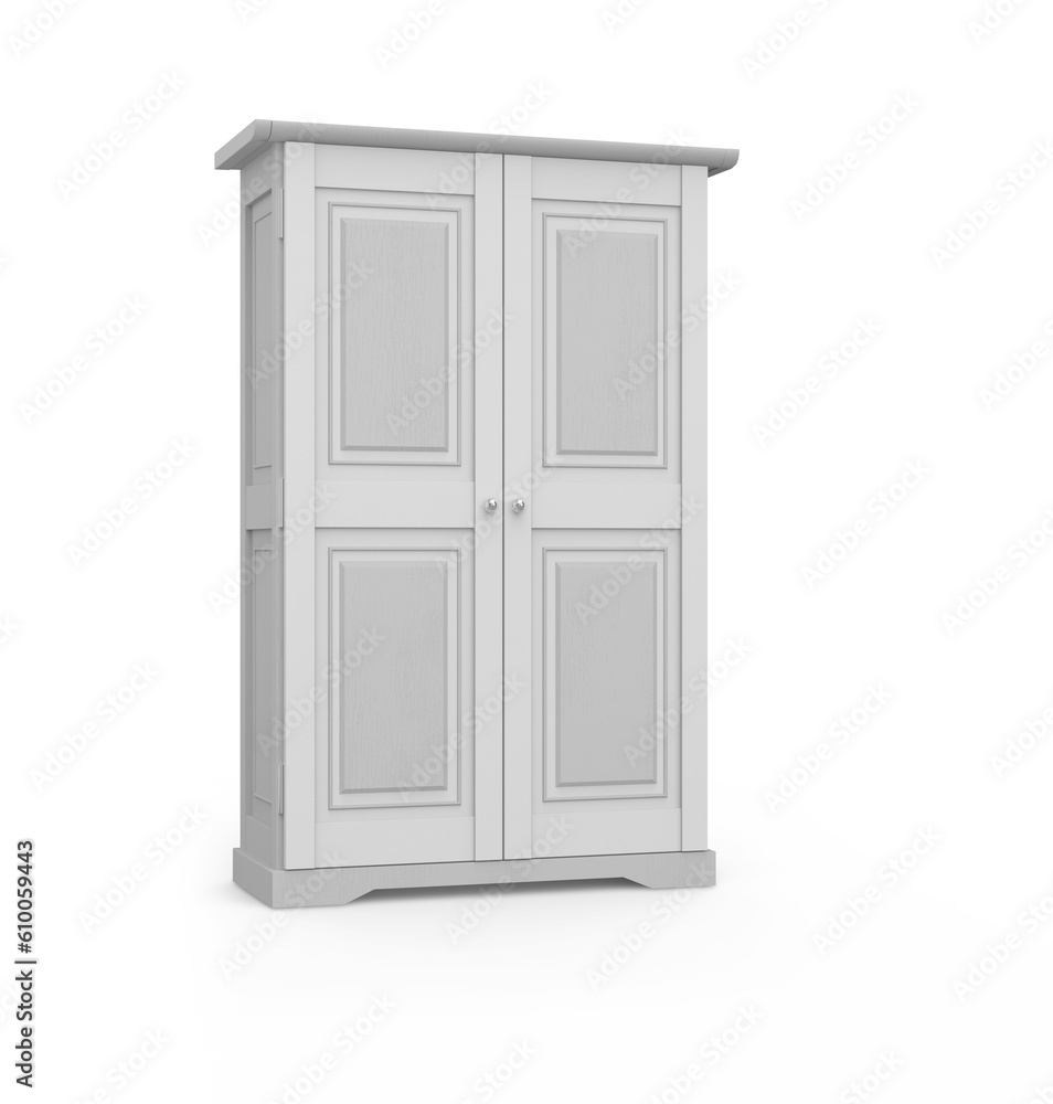 White Blank Wardrobe Cabinet 3D Rendering White Blank Wardrobe Cabinet 3D Rendering