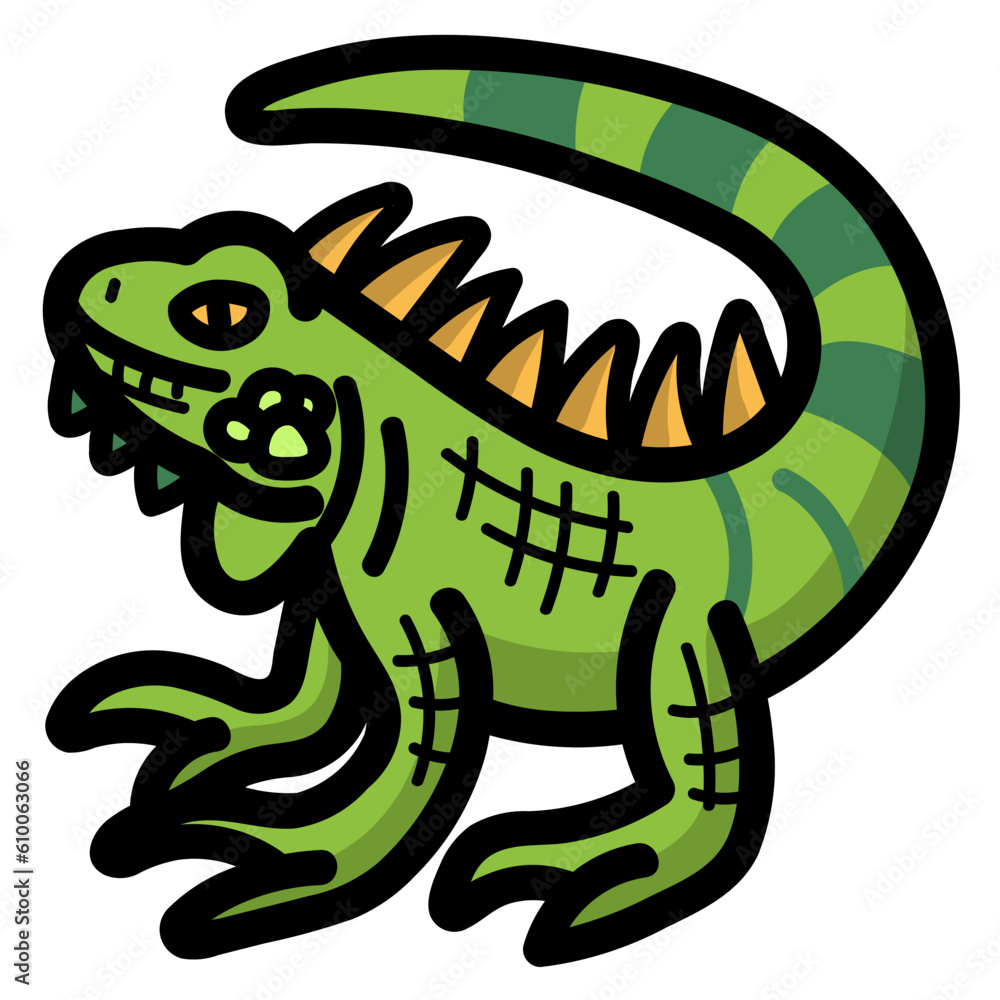 Fototapeta premium iguana filled outline icon style