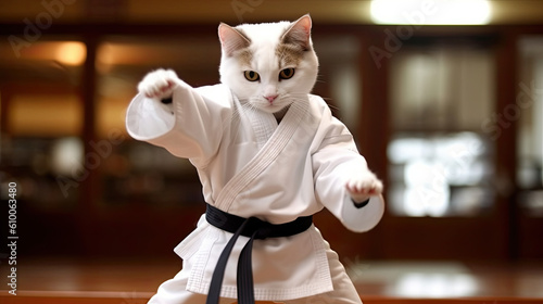 Cat taekwondo created with Generative AI technology
