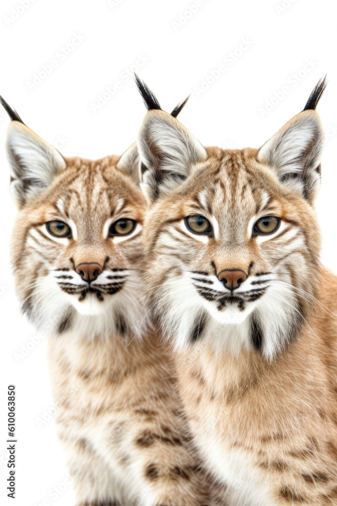 close up of two bobcats isolated on a transparent background close up of two bobcats isolated on a transparent background