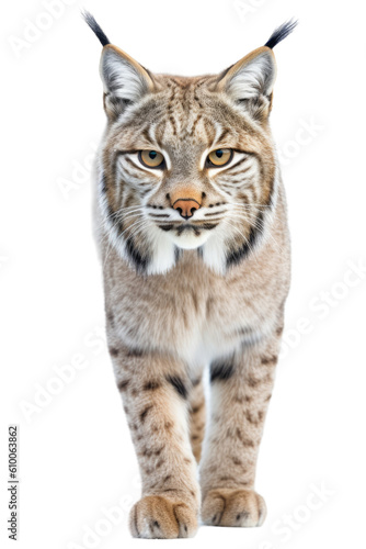 close up of a bobcat isolated on a transparent background
