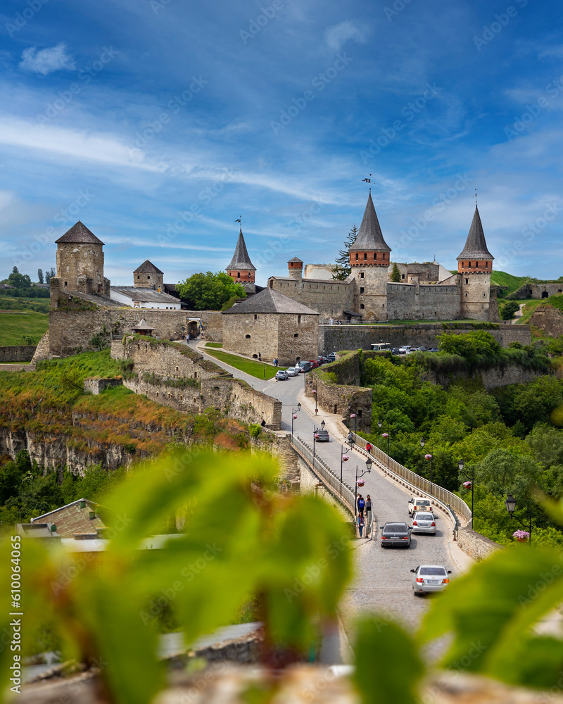 Kamianets-Podilskyi fortress on a summer day. One of the seven architectural wonders of Ukraine.